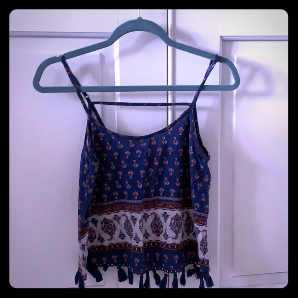 Paisley tassel crop top